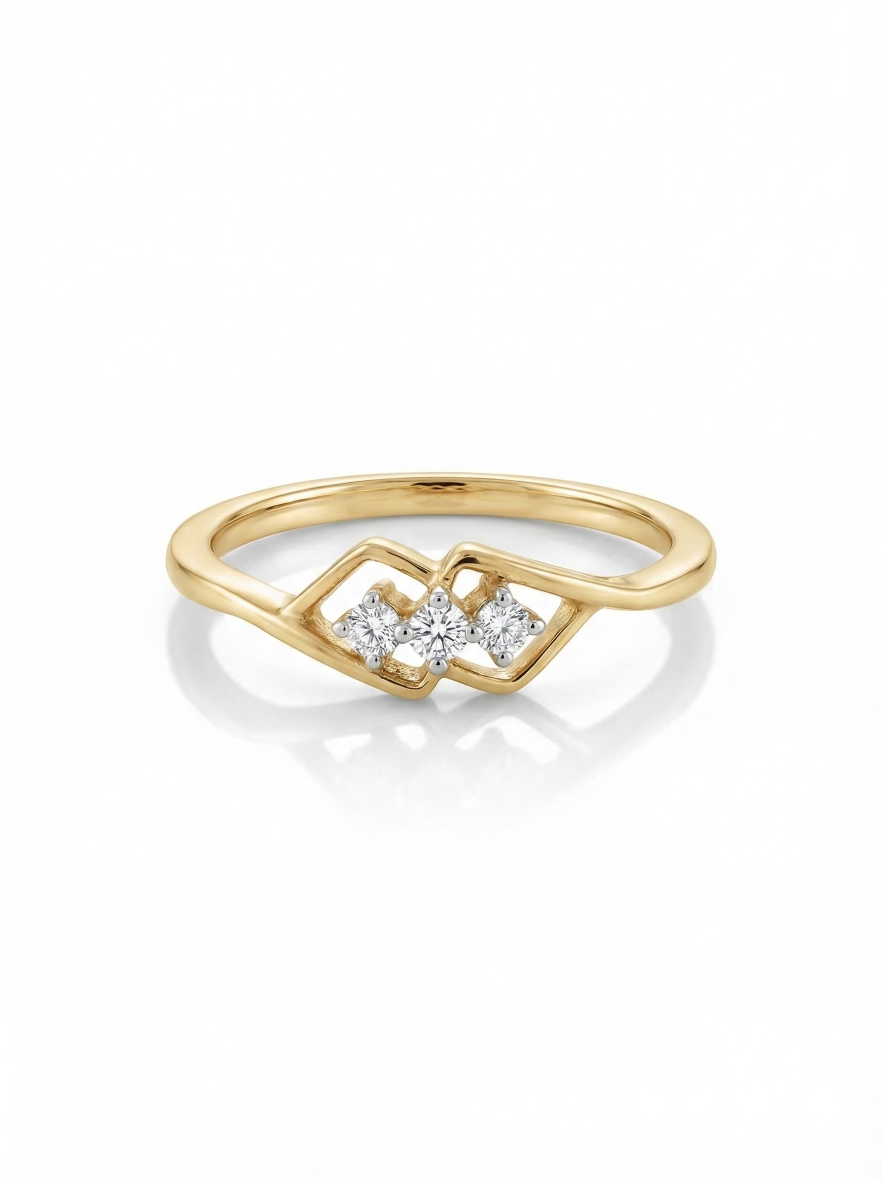 Moissanite Rhombus Trio Ring