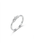 Solitaire Leaf Silver Band Ring