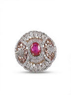 Ruby Medallion Moissanite Ring
