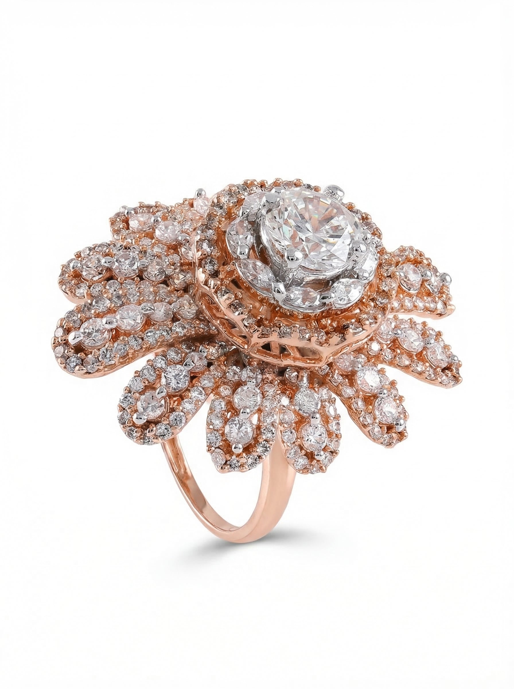 Grand Floral Diamond Cocktail Ring