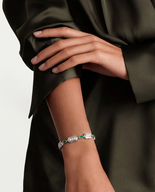 Art Deco Emerald Moissanite Bracelet
