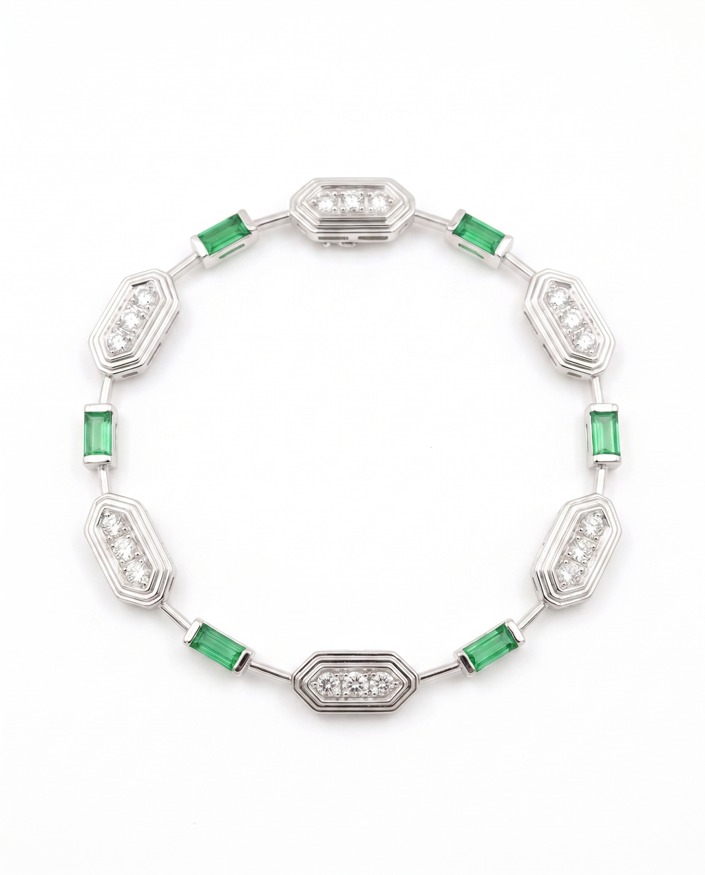 Art Deco Emerald Moissanite Bracelet
