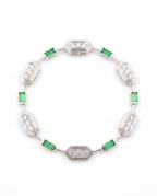Art Deco Emerald Moissanite Bracelet