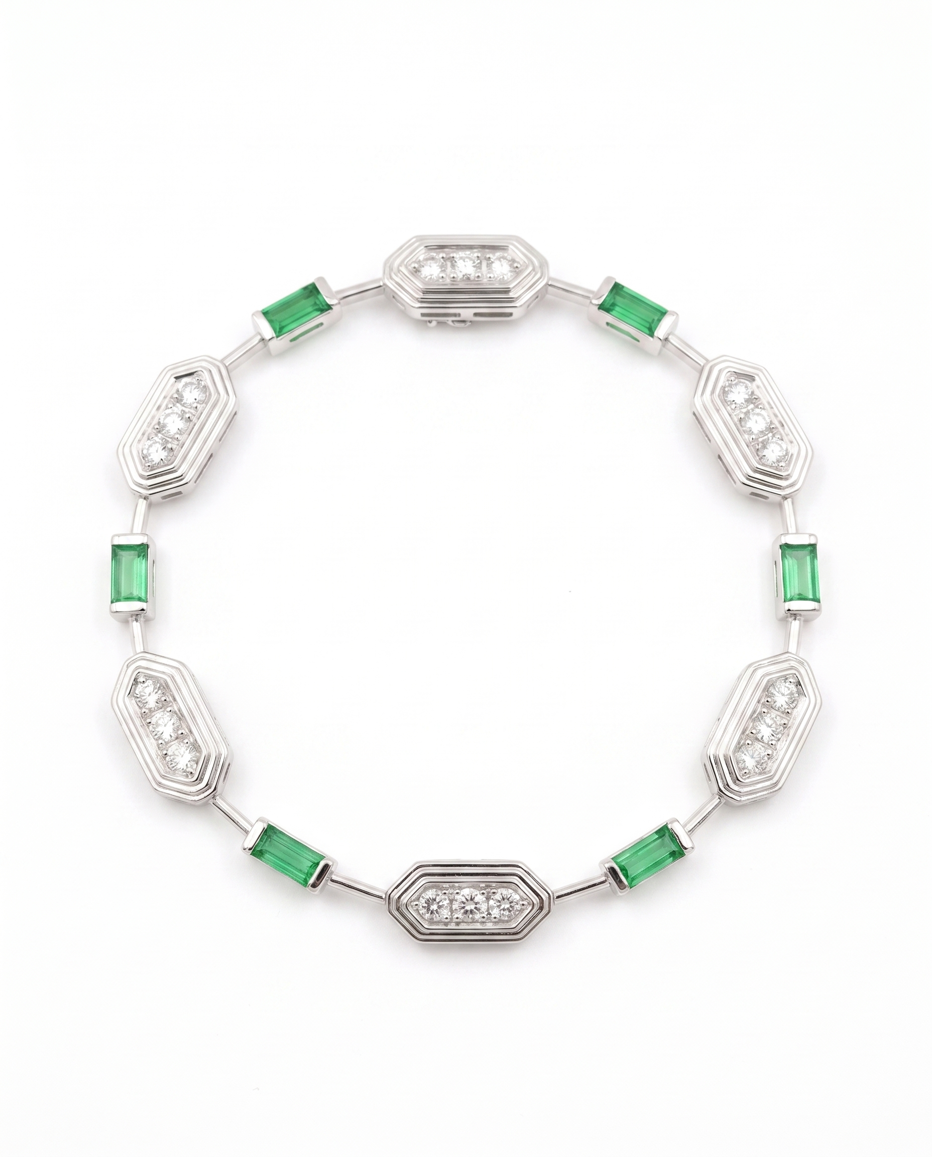 Art Deco Emerald Moissanite Bracelet
