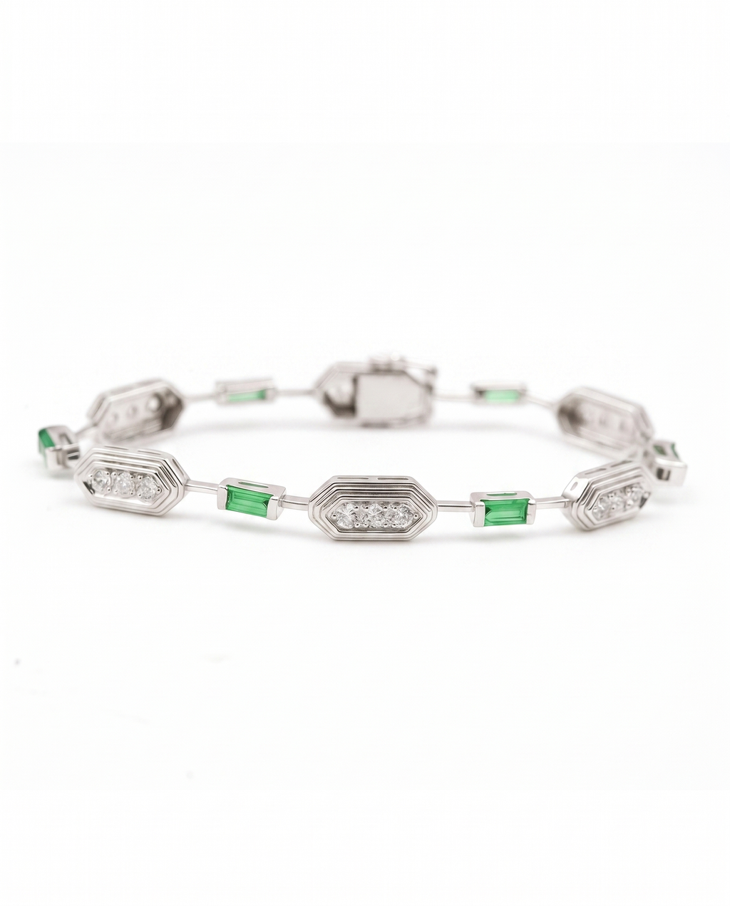 Art Deco Emerald Moissanite Bracelet