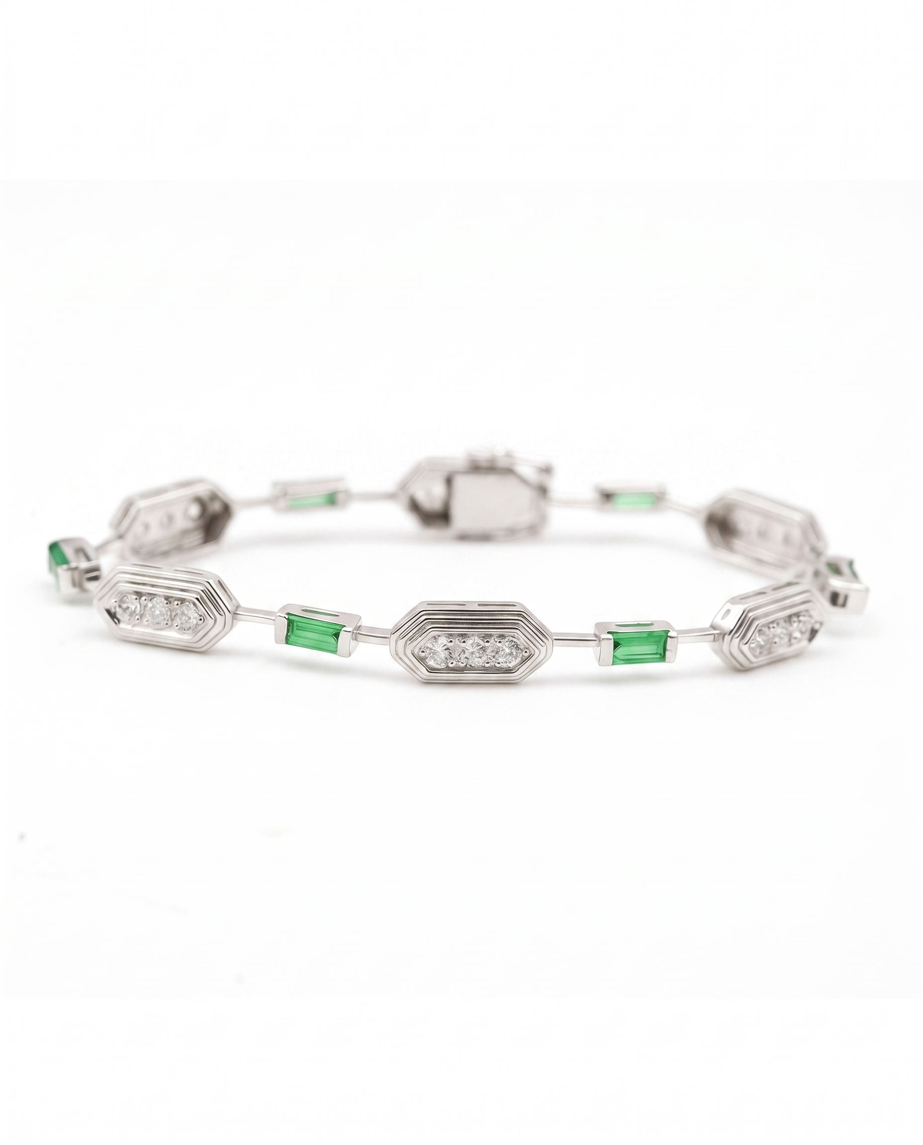Art Deco Emerald Moissanite Bracelet
