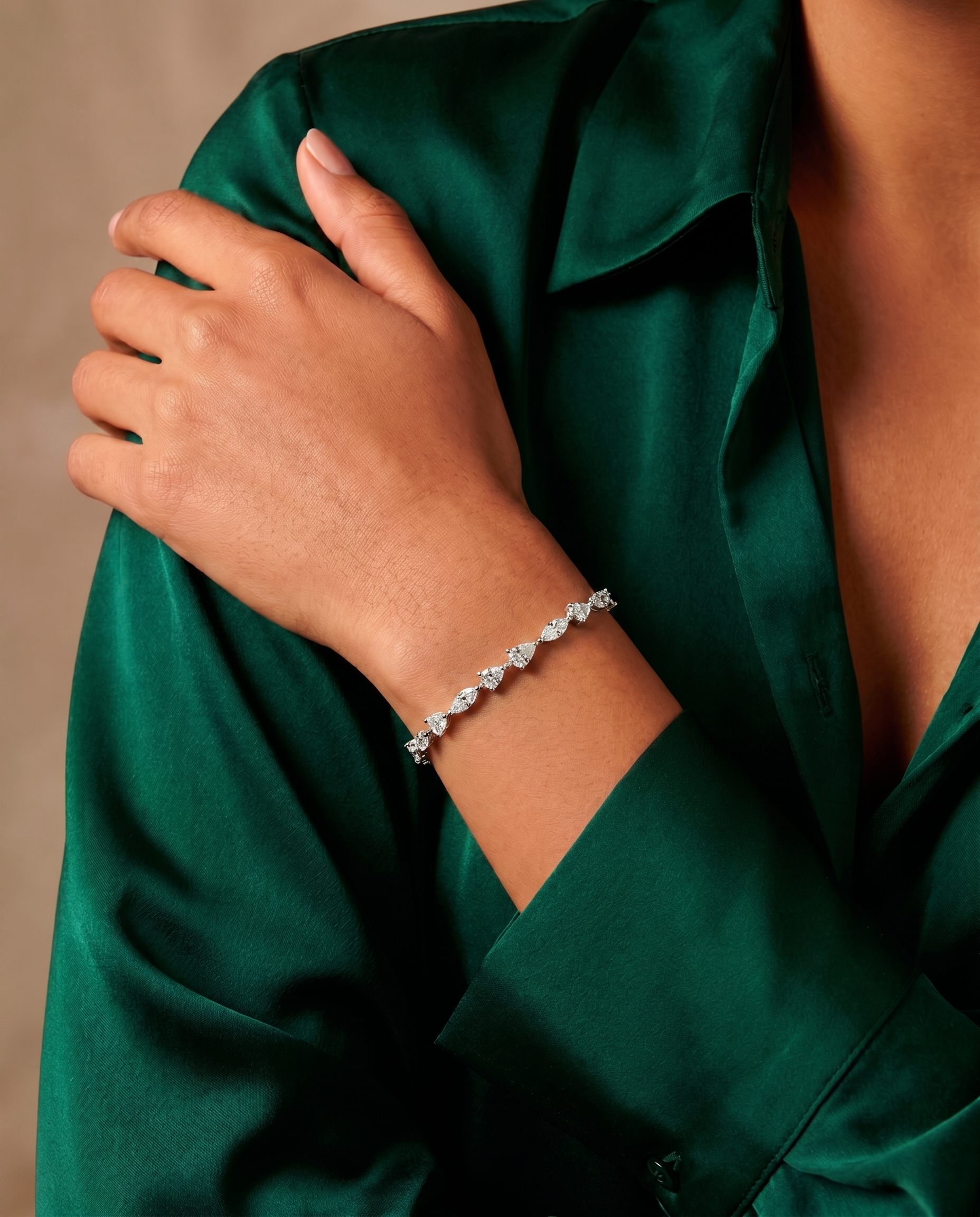 Pear Moissanite Tennis Bracelet