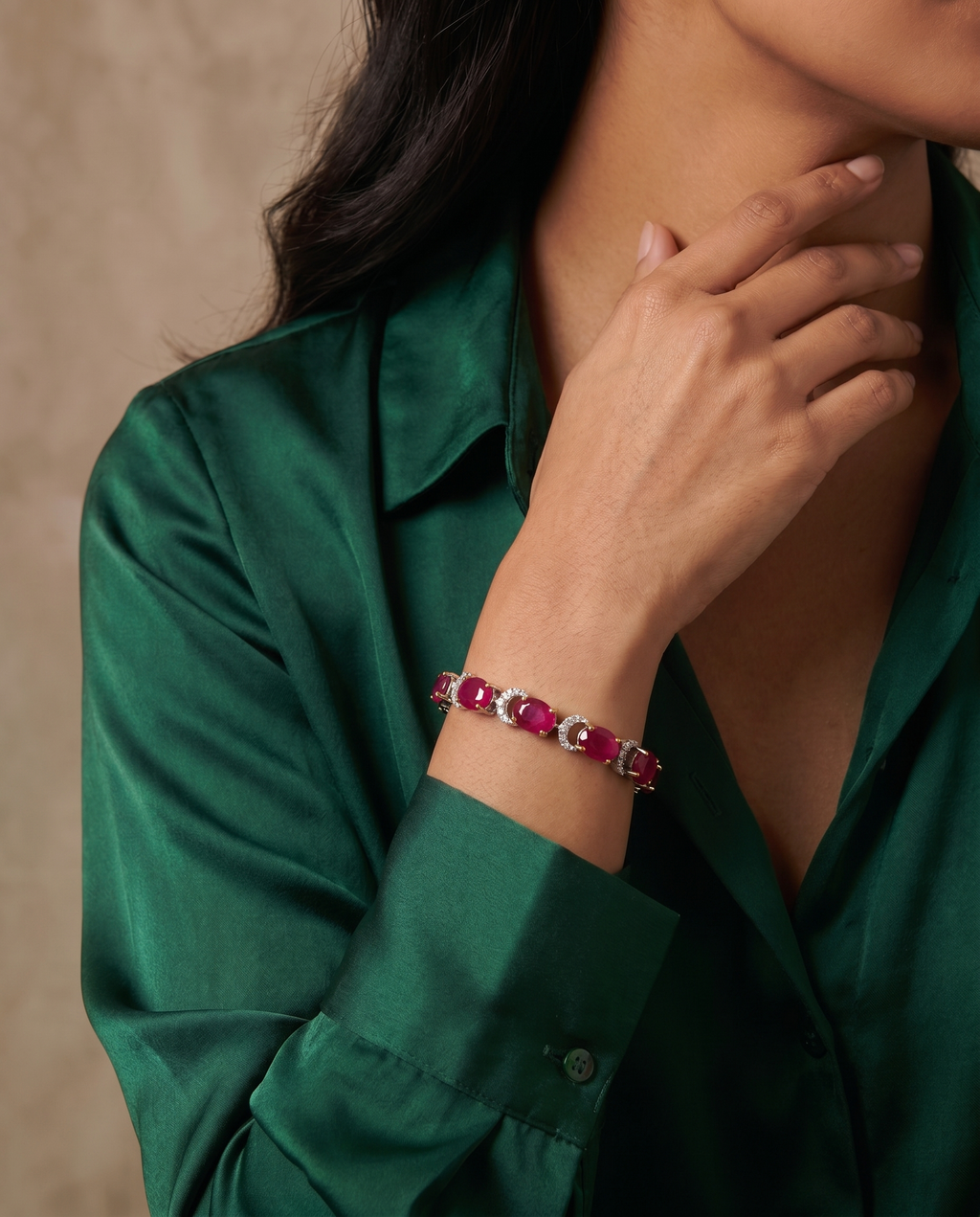 Oval Ruby Moissanite Bracelet