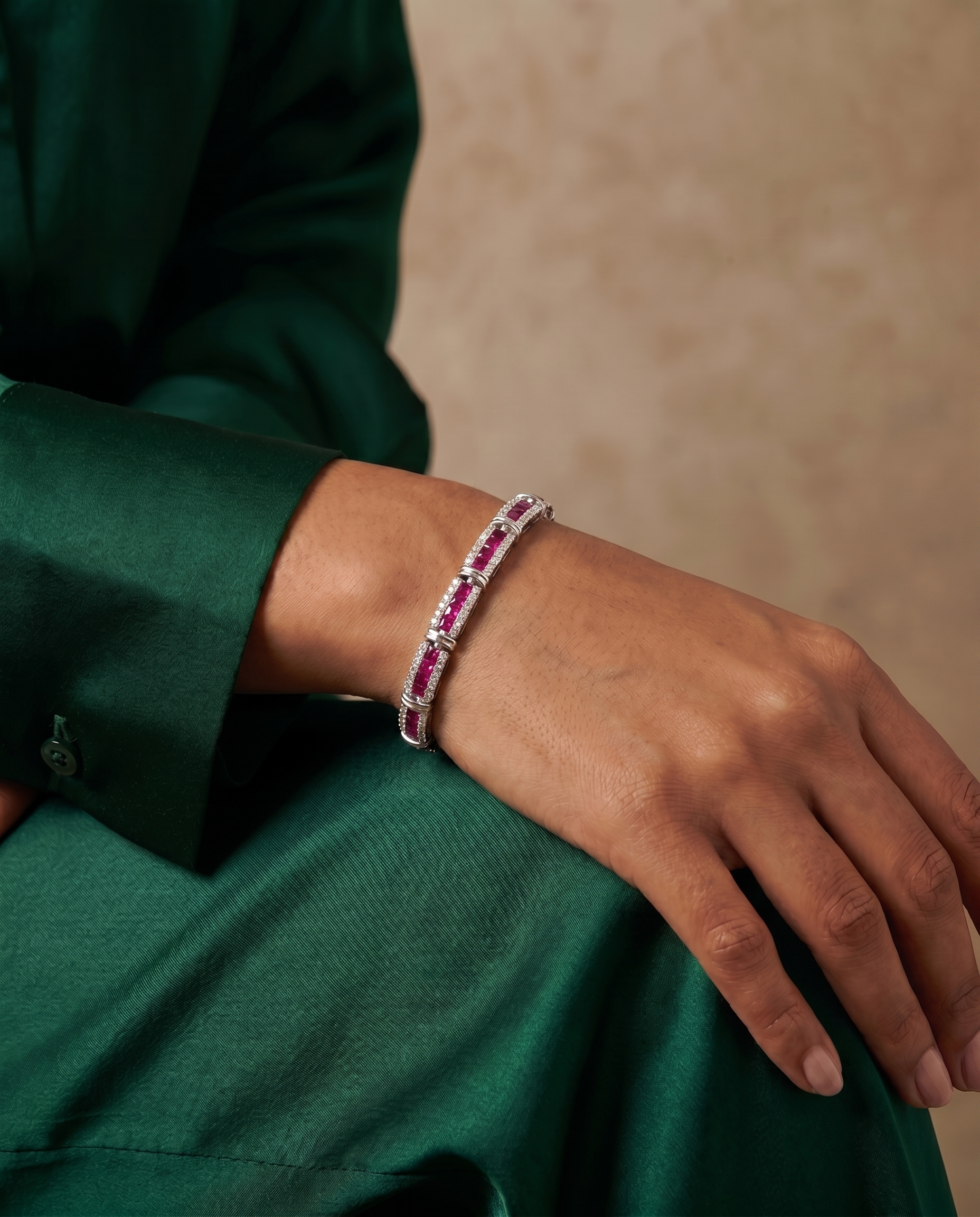 Ruby Moissanite Panel Bracelet