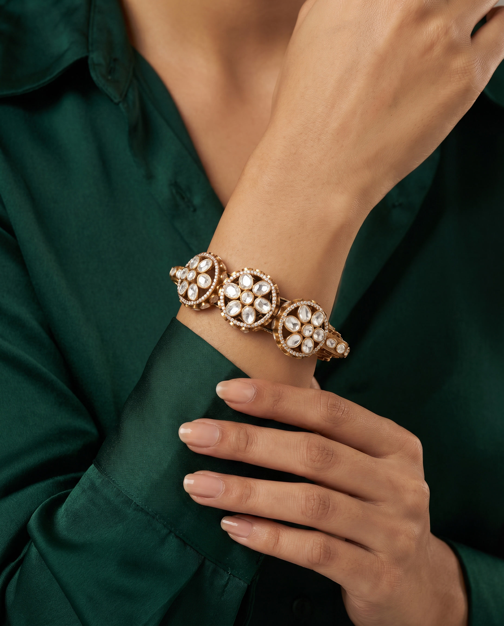 Verdant Lattice Emerald Bangle