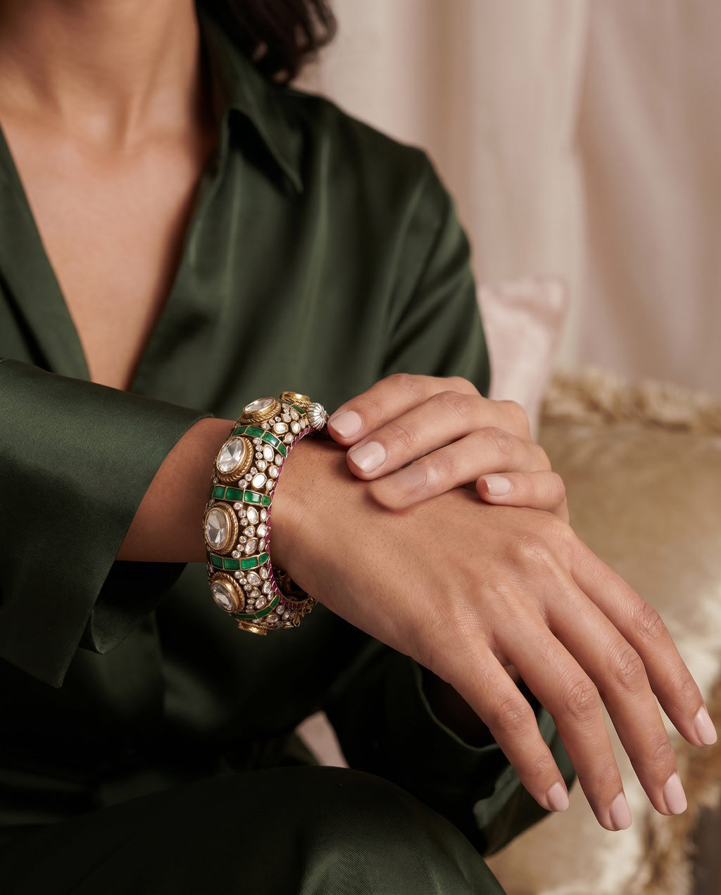 Regal Moissanite Green Bangle