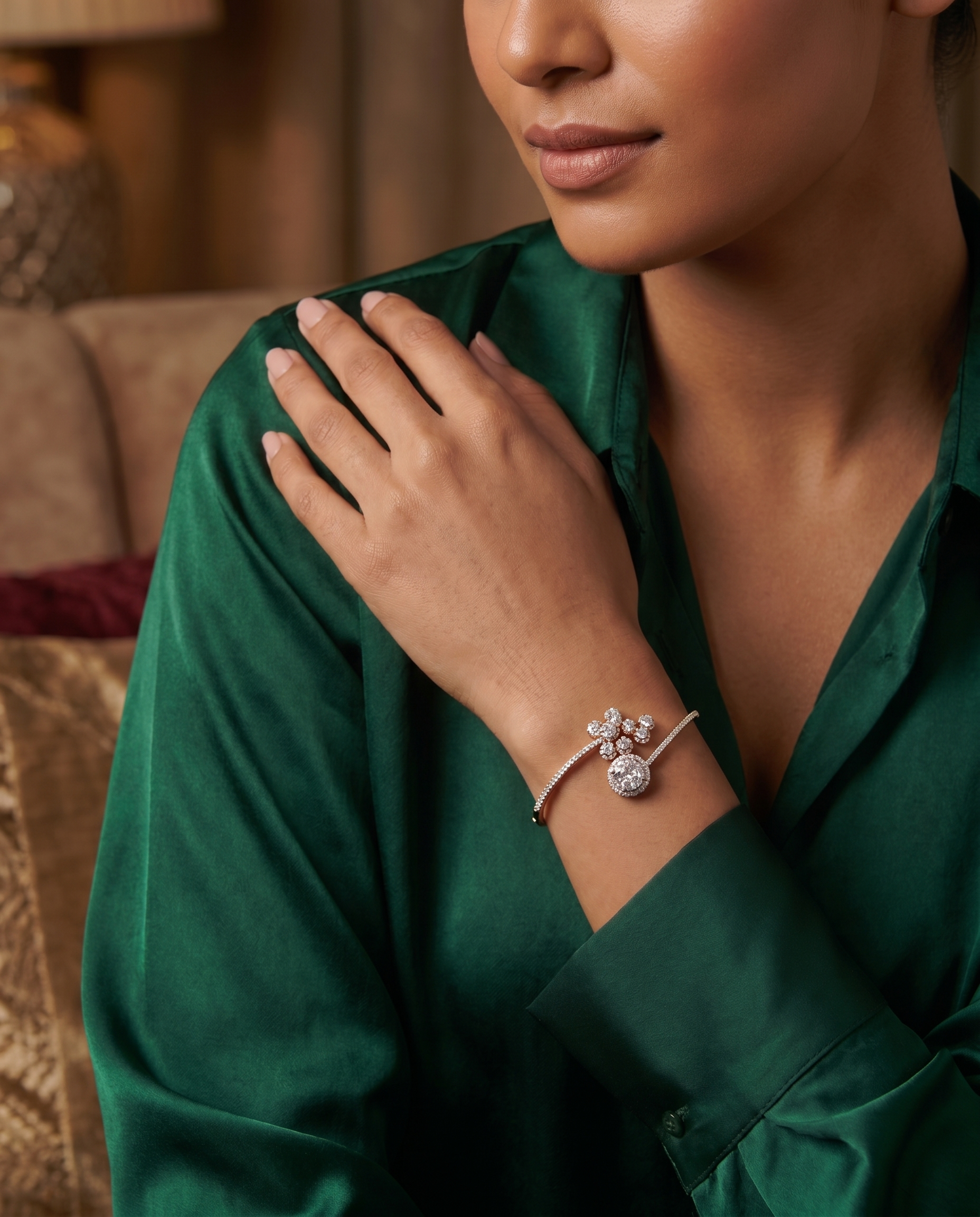 Moissanite Cluster Bangle