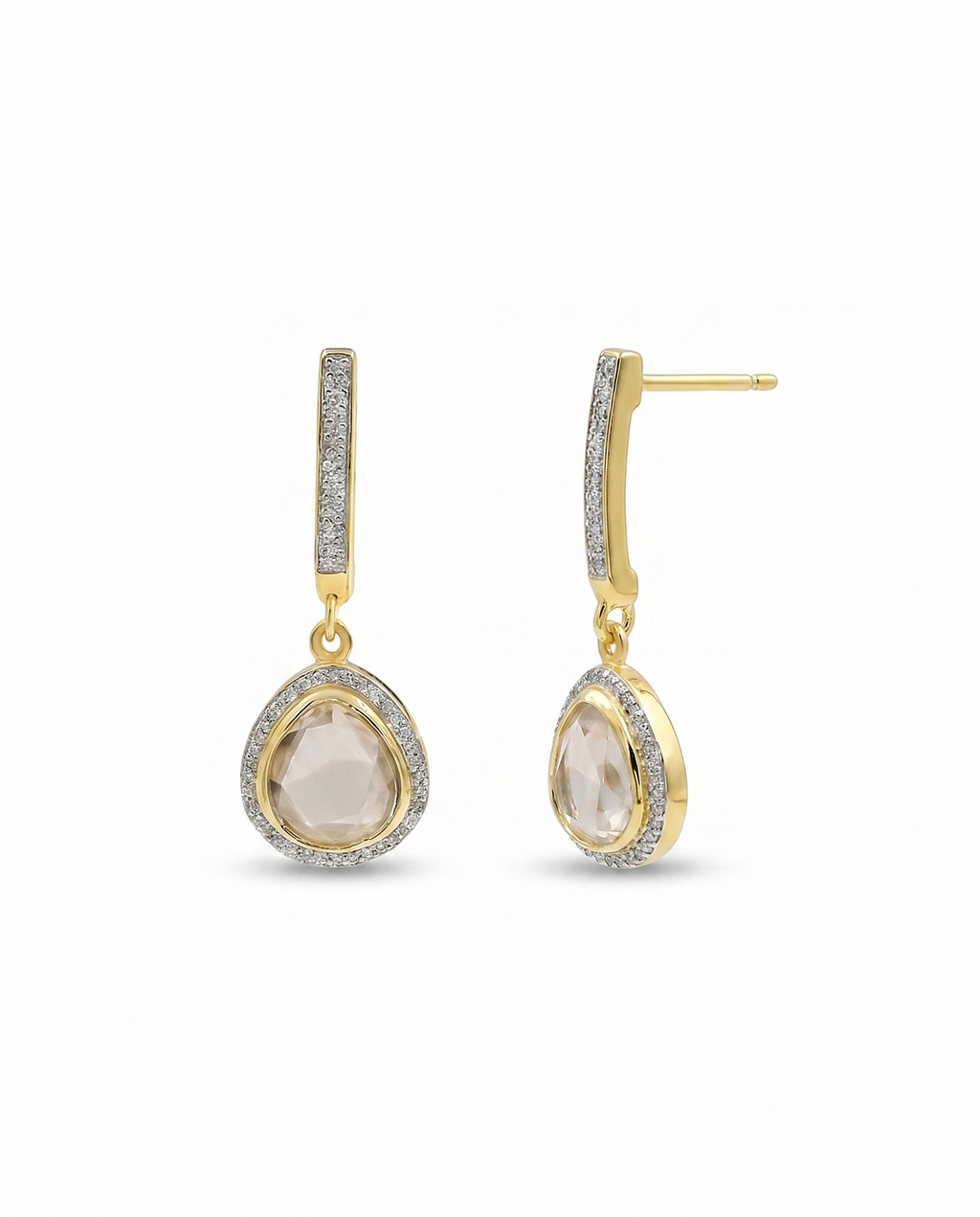 Moissanite Halo Bar Earrings