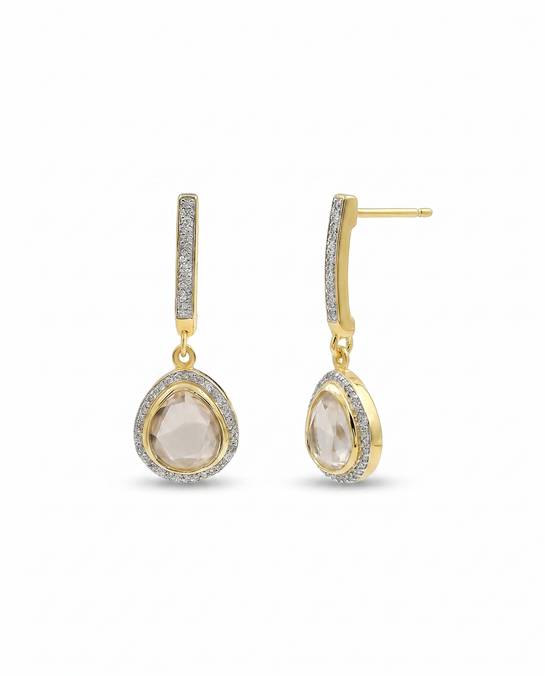 Moissanite Halo Bar Earrings