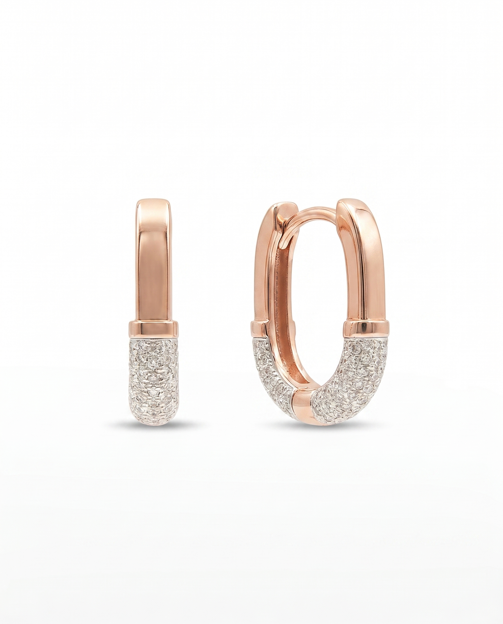 Two-Tone Moissanite Huggie Earrings