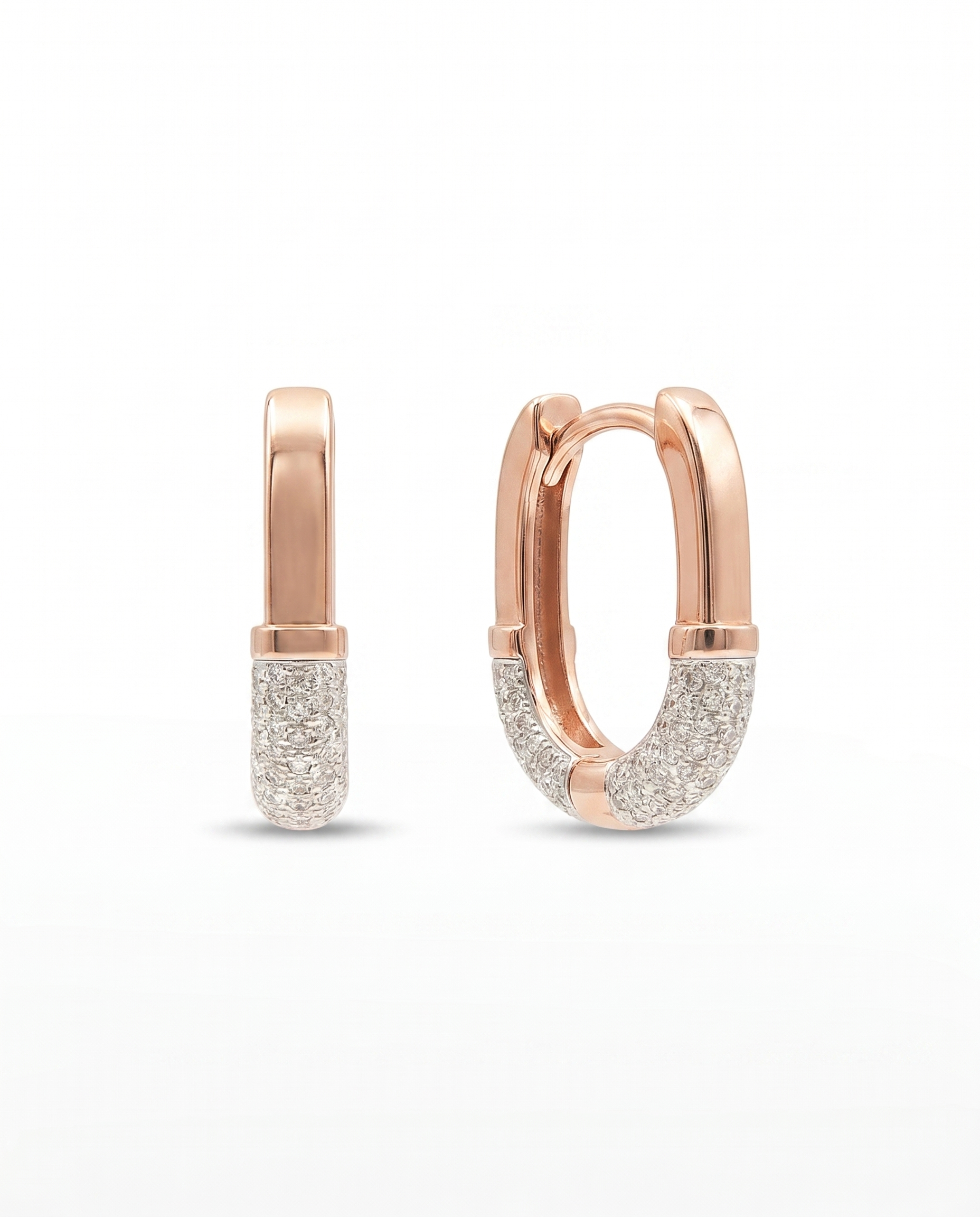 Two-Tone Moissanite Huggie Earrings