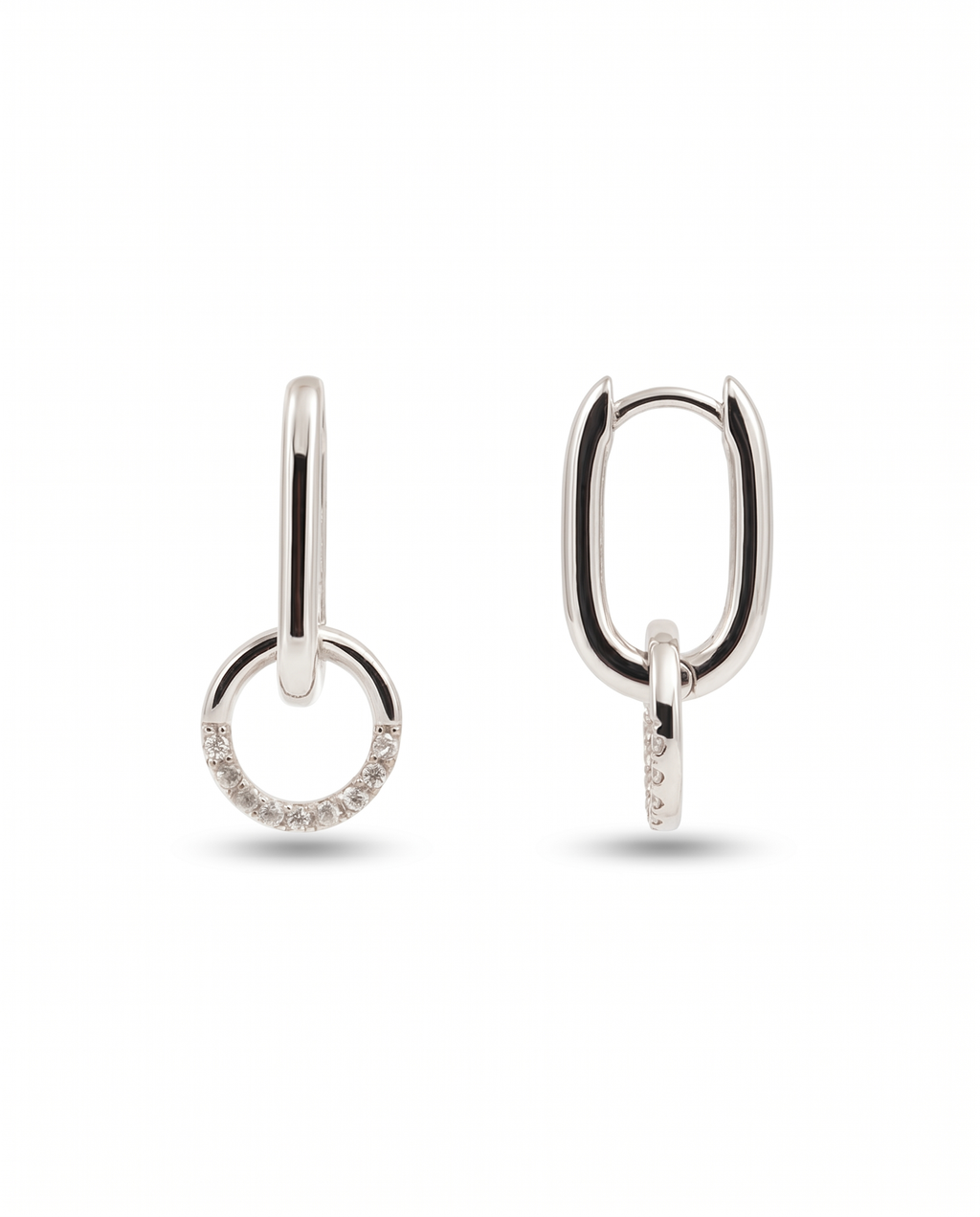 Silver Double Ring Moissanite Earrings