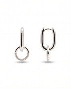 Silver Double Ring Moissanite Earrings