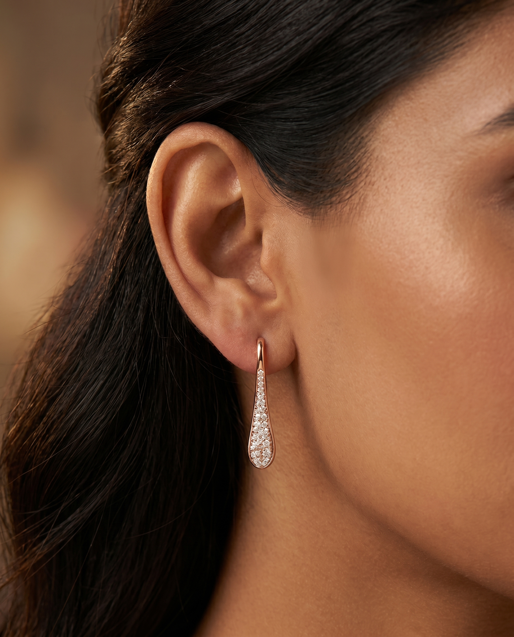 Pavé Teardrop Hoop Earrings