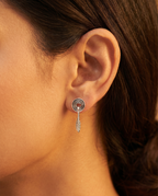Silver Spiral Leaf Drop Earrings