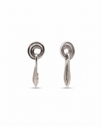 Silver Spiral Leaf Drop Earrings