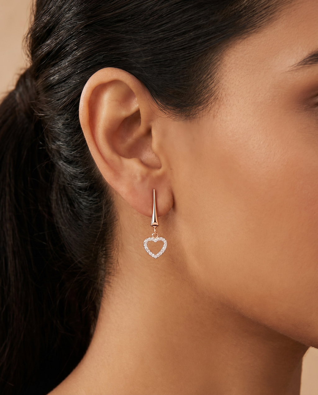 Open Heart Drop Earrings