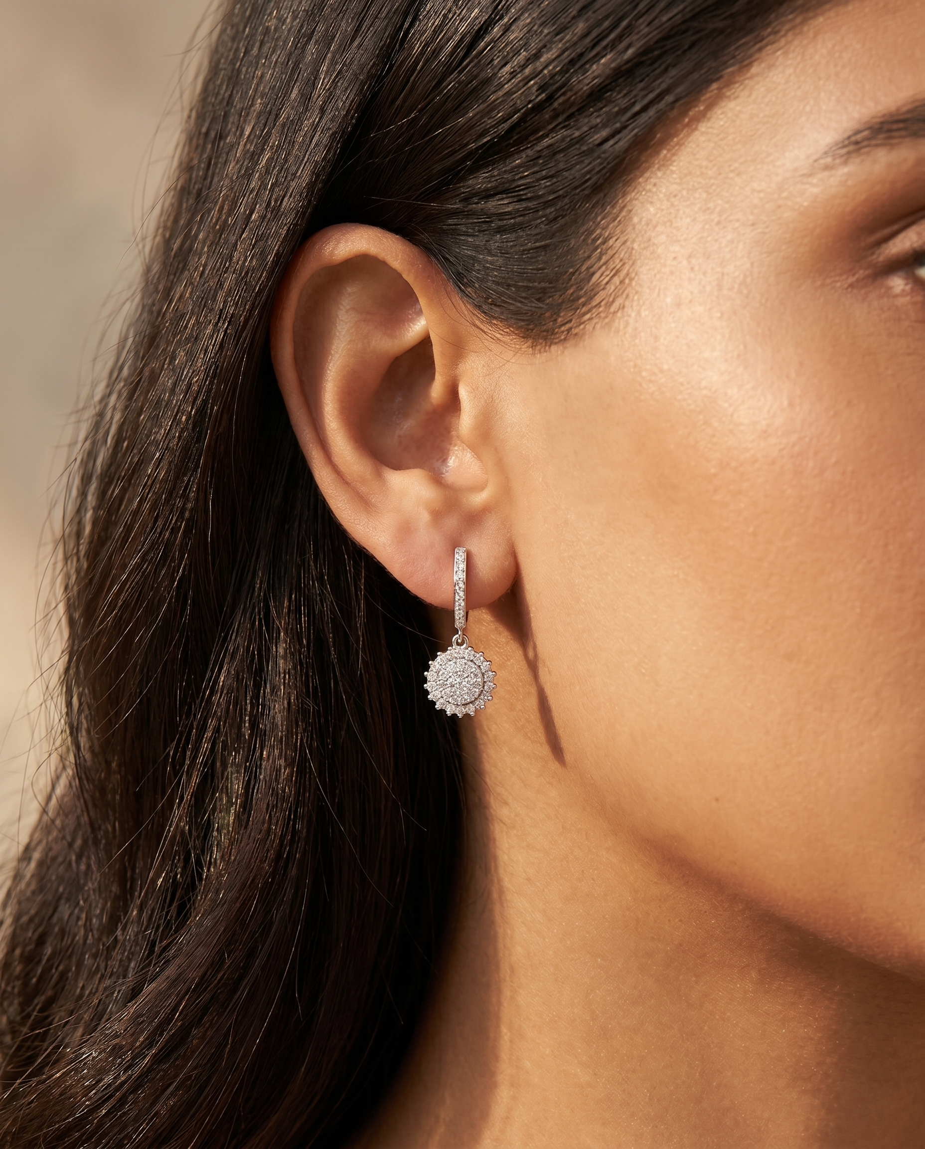 Moissanite Cluster Huggie Earrings