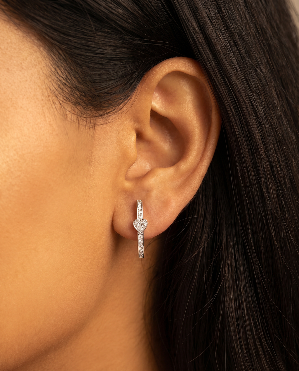 Moissanite Heart Huggie Earrings