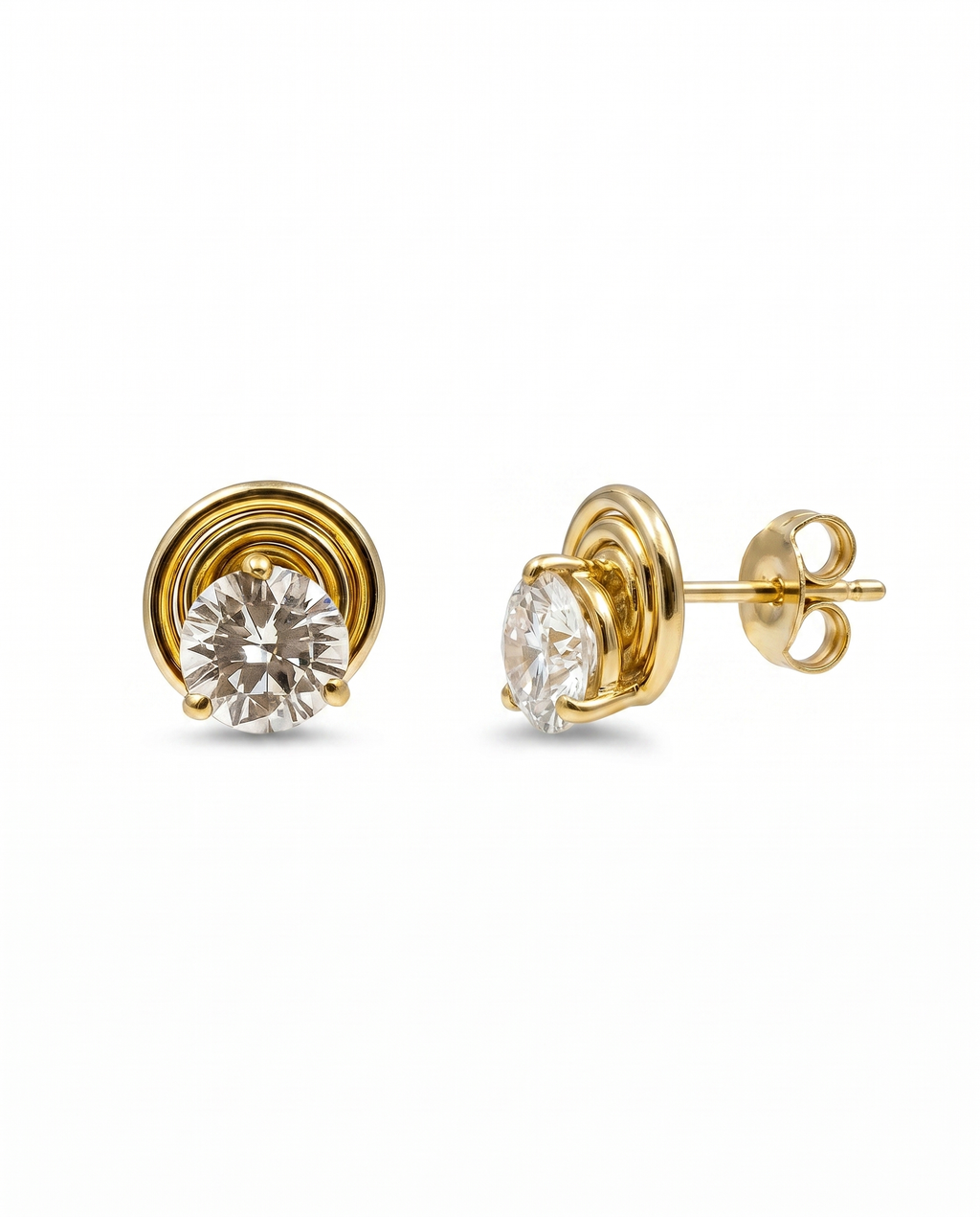 Spiral Moissanite Solitaire Studs