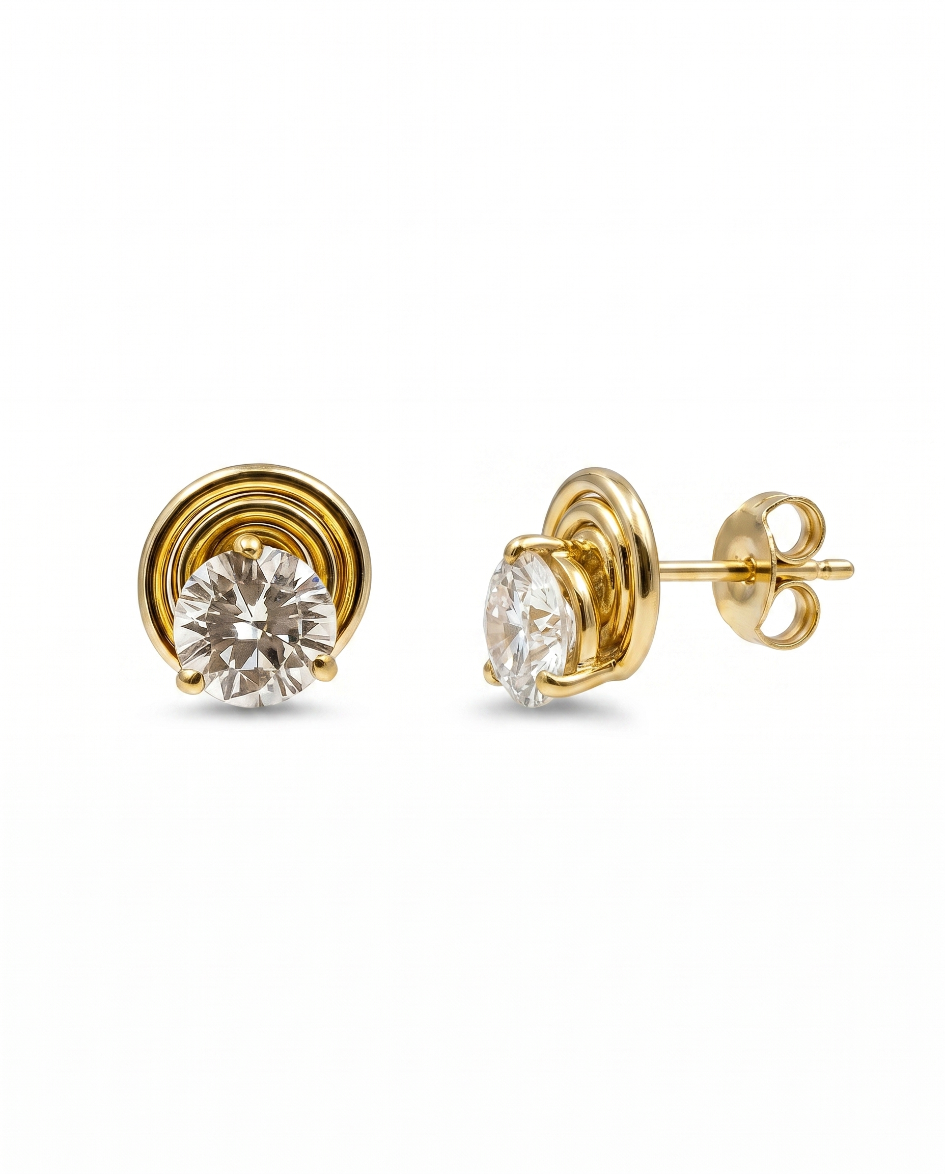 Spiral Moissanite Solitaire Studs
