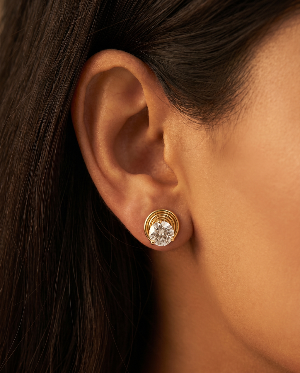 Spiral Moissanite Solitaire Studs