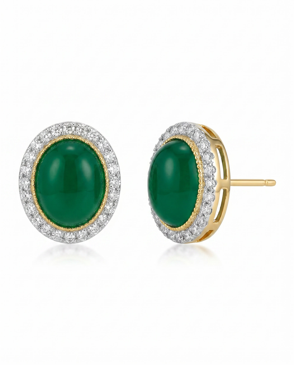Oval Green Stone Moissanite Studs