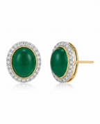 Oval Green Stone Moissanite Studs