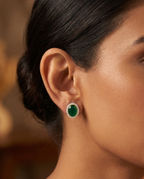 Oval Green Stone Moissanite Studs