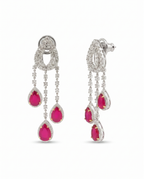 Ruby Teardrop Triple Chandelier Earrings