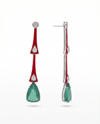 Red Enamel Emerald Spike Drop Earrings