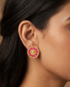 Ruby Moissanite Lotus Earrings