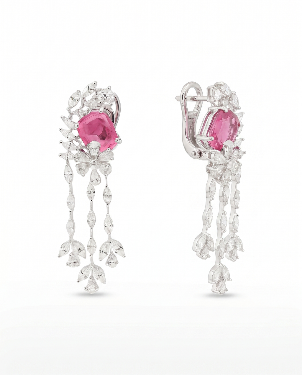 Pink Stone Moissanite Earrings