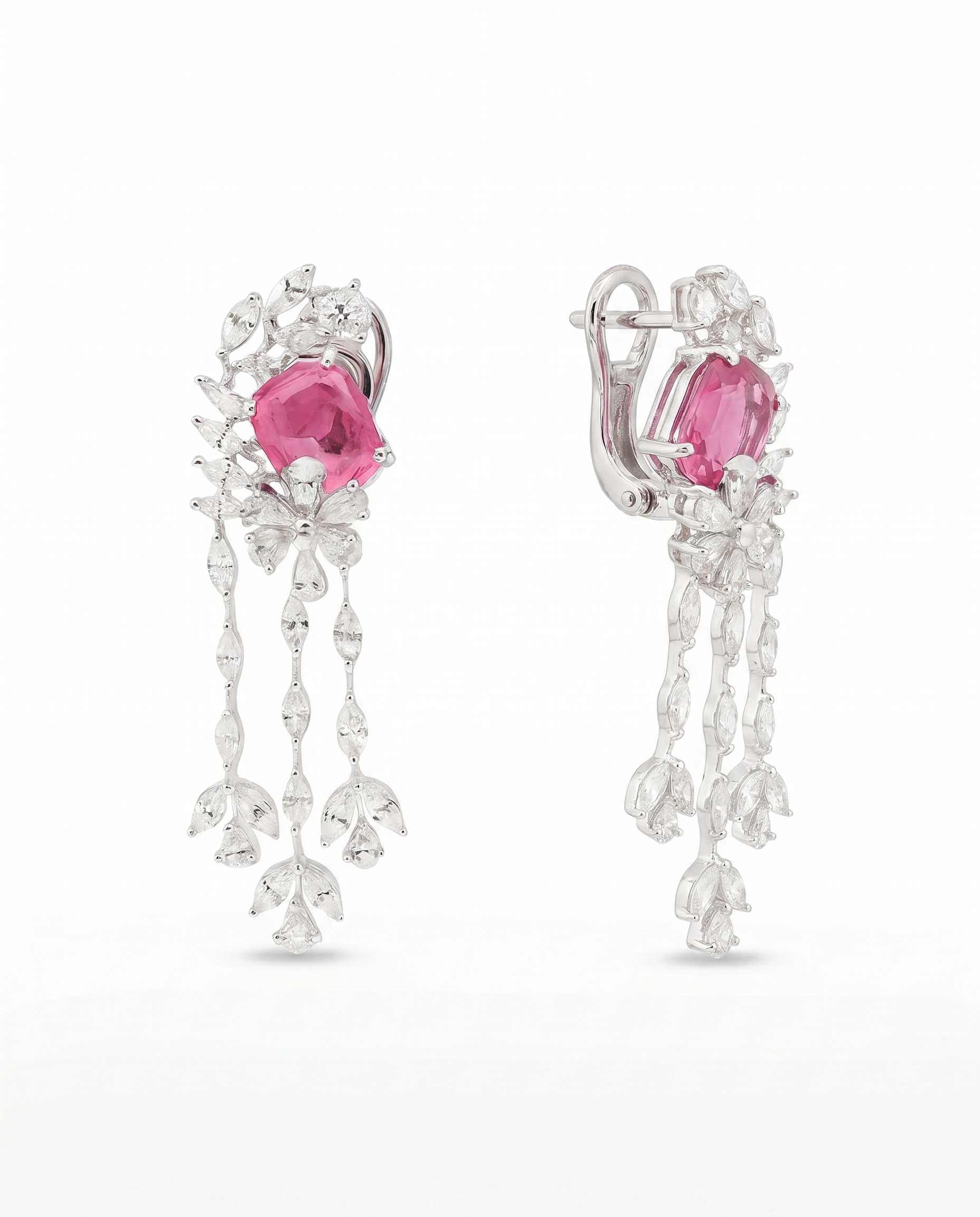 Pink Stone Moissanite Earrings