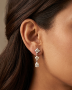 Triple Stone Linear Drop Earrings