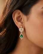 Emerald Crystal Halo Earrings