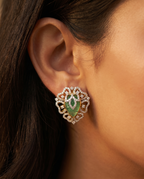 Emerald Moissanite Halo Earring