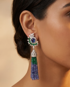 Sapphire Emerald Bicolor Tassel Earrings