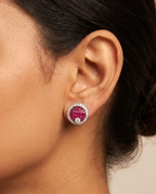 Ruby Halo Circle Studs