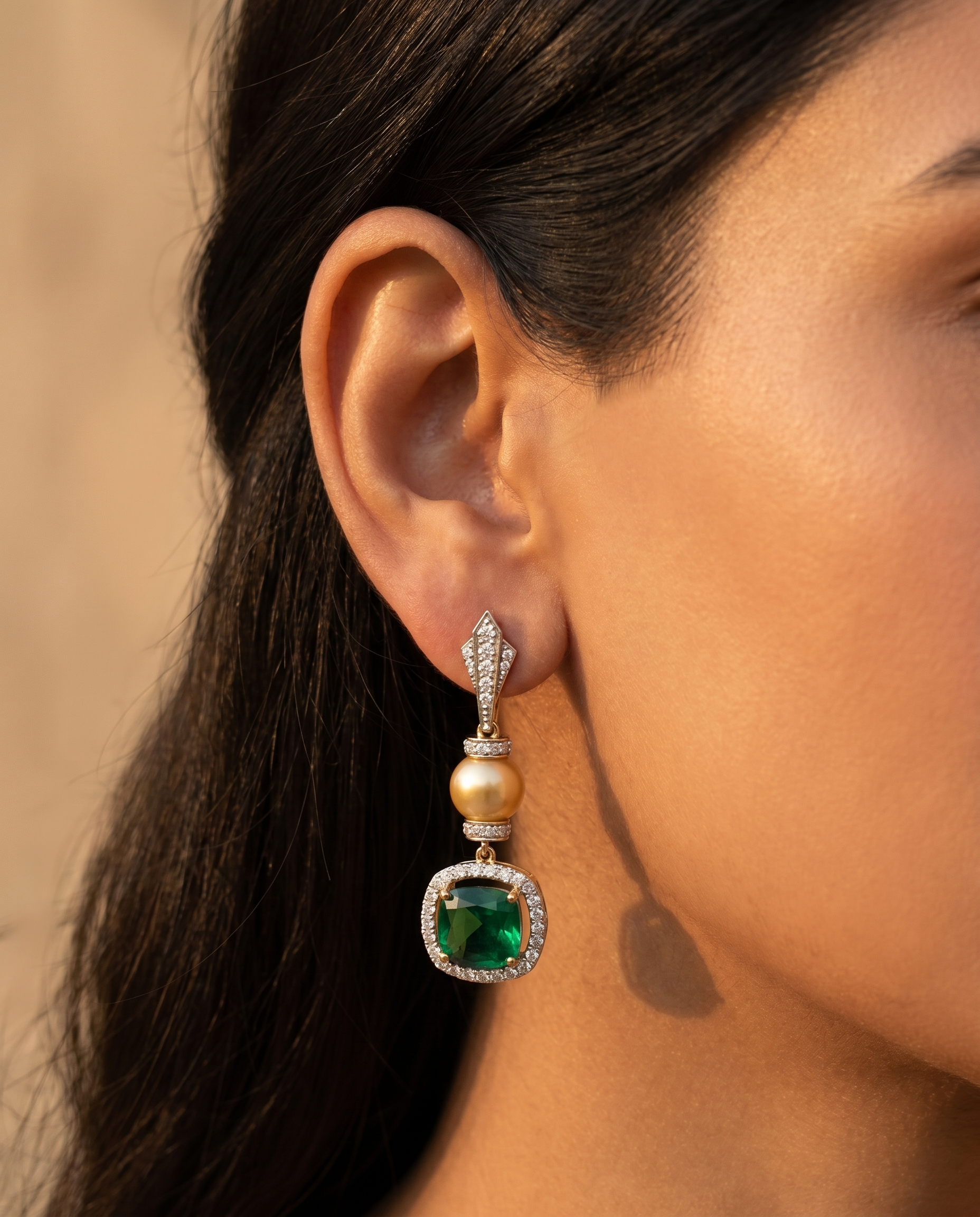 Emerald Pearl Linear Drops