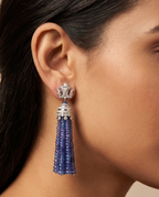 Tanzanite Bead Tassel Drop Earrings