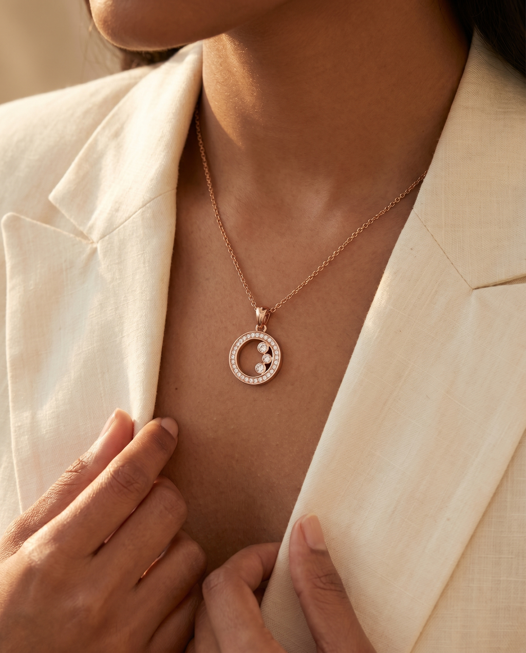 Crystal Bubble Circle Necklace