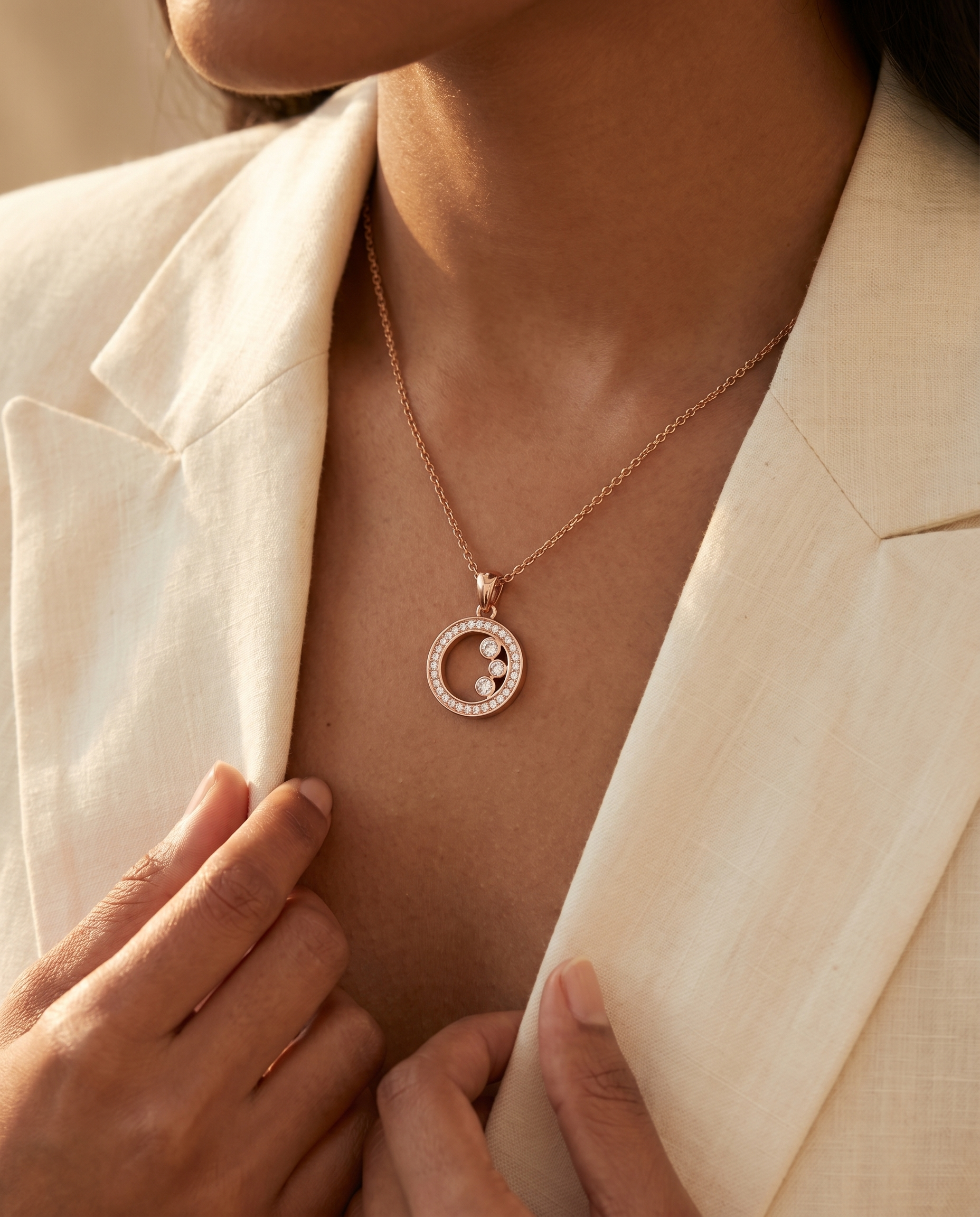 Crystal Bubble Circle Necklace