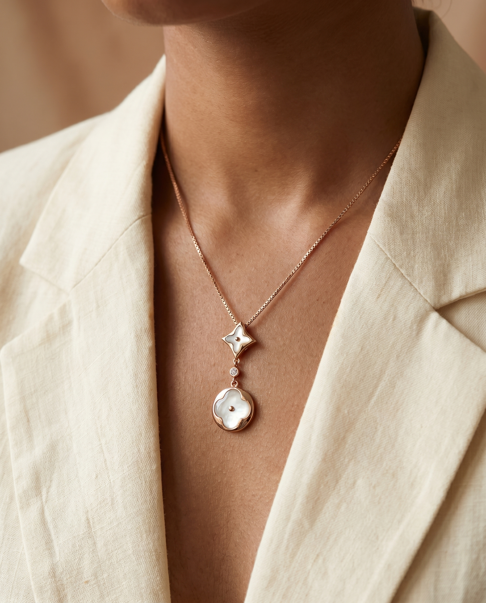 Double Clover Drop Necklace