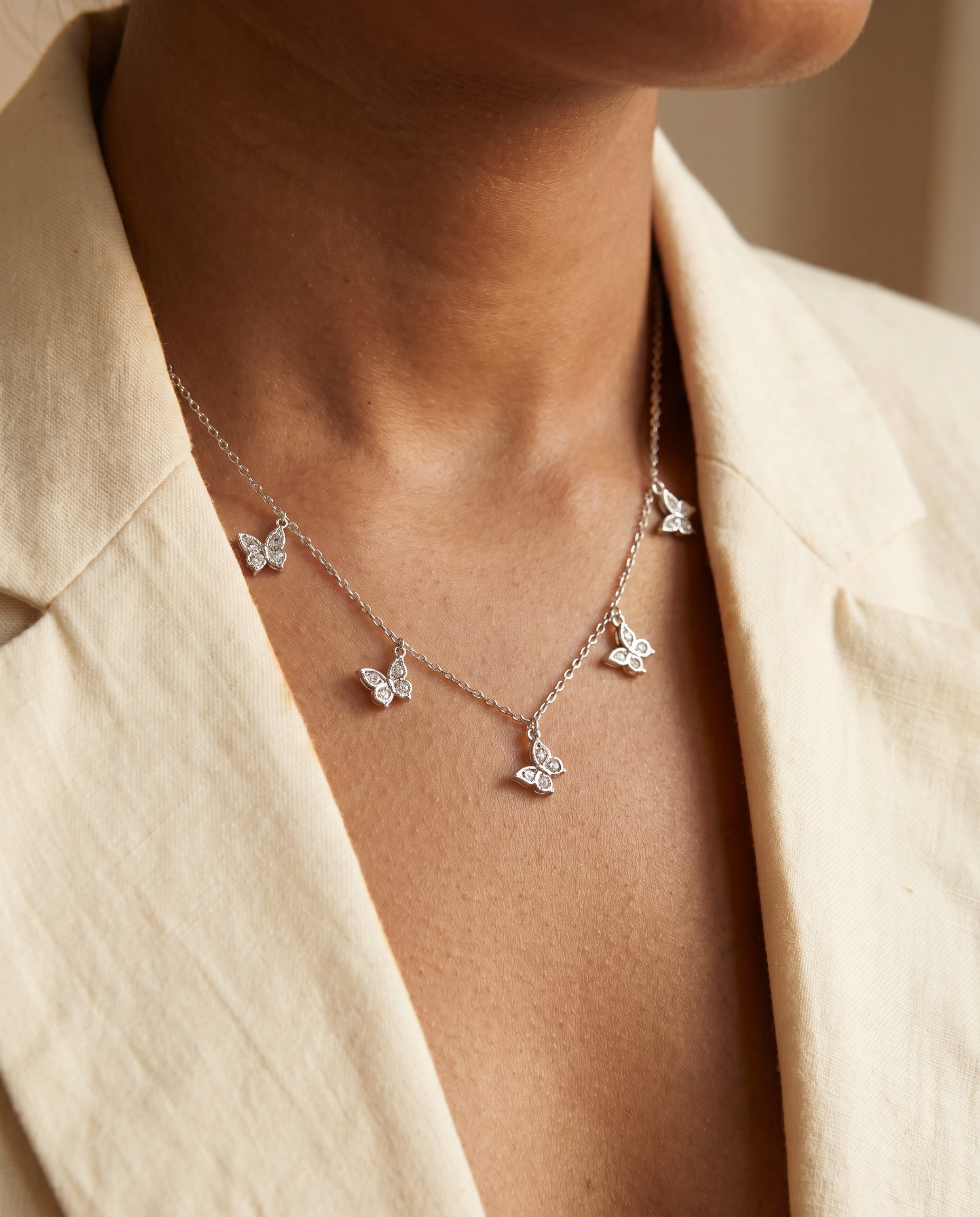 Butterfly Charm Station Necklace